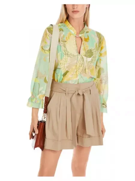 Marc Cain Bluză | Relaxed fit cu adaos de mătase verde