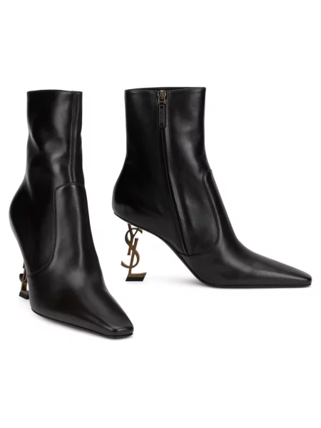 Buty do kostki Saint Laurent skórzane z logo czarne