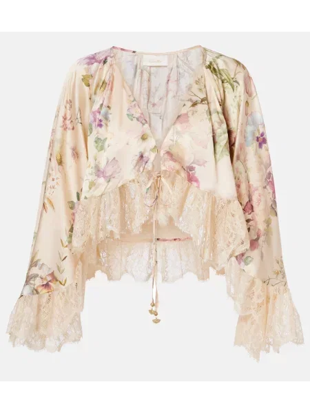 Top scurt Camilla de mătase cu model floral