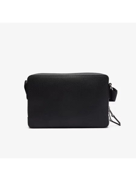 Lacoste Unisex Chantaco Matowa Przeszywana Skórzana Torba Na Ramię Z Zamkiem Błyskawicznym czarna