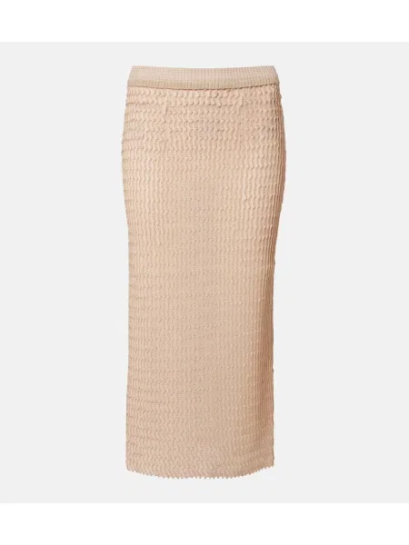 Fustă midi Maison Margiela tricotate până la genunchi roz