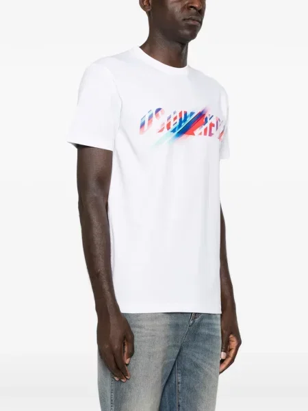 Scurt tricou Dsquared2 cu imagine alb