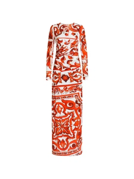 Lung rochie Dolce & Gabbana cu imagine portocaliu