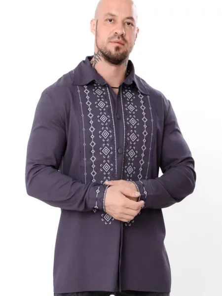 Лляна Вишита сорочка Носи своє сірий