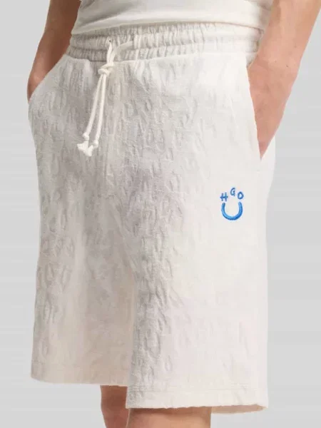 Szorty z frotté krój regular fit Hugo Blue beżowe