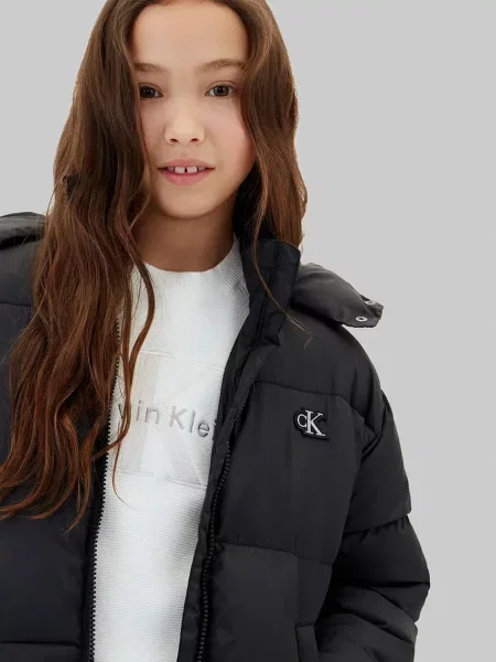 Calvin Klein Jeans капитонирано яке за деца черно