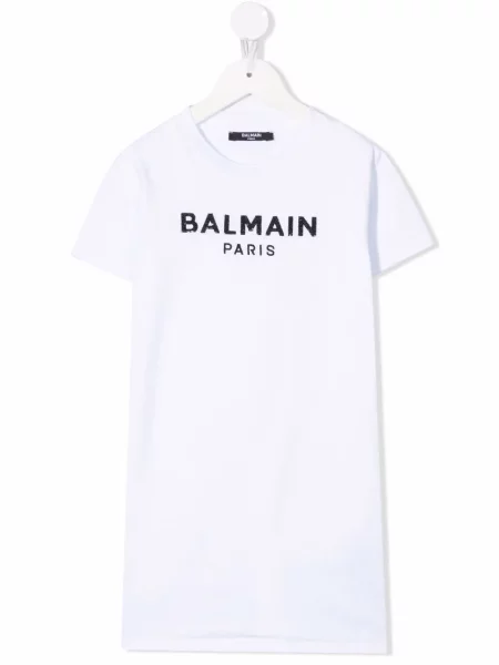 Sukienka koszulowa dziecięca Balmain biała