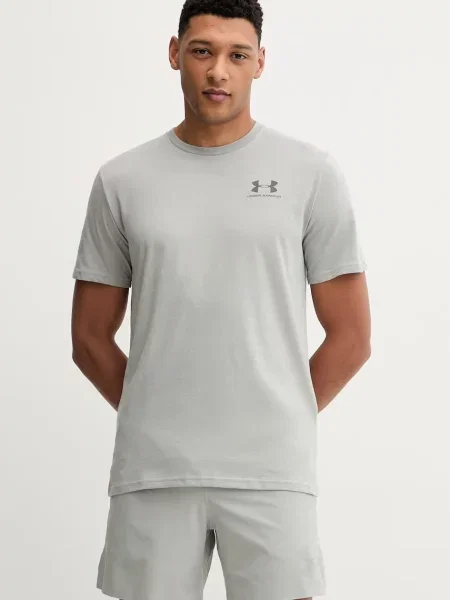 Under Armour tréninkové tričko s bavlnou SPORTSTYLE LEFT CHEST šedé