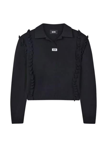 Decupat tricou polo Gcds cu volane negru