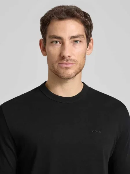 Krój regular fit t-shirt z czystej bawełny model H-TAUT Boss czarna