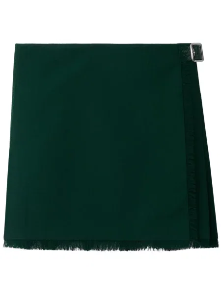 Fusta plisata Burberry de lână plisată verde