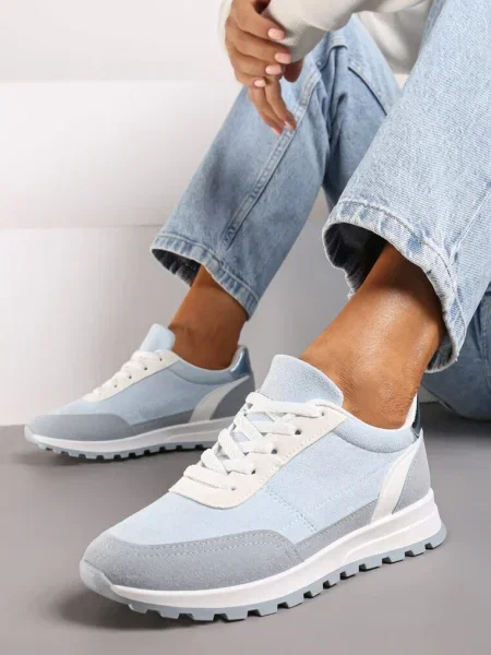 Sneakers albaștri cu șireturi până la gleznă Kiea albastru