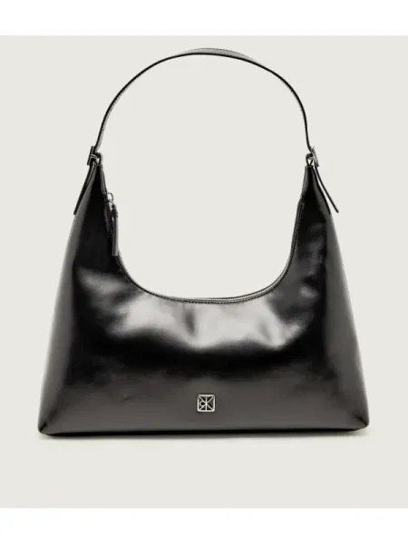 Geantă Calvin Klein Emblem Hw Lthr Shoulder Bag negru