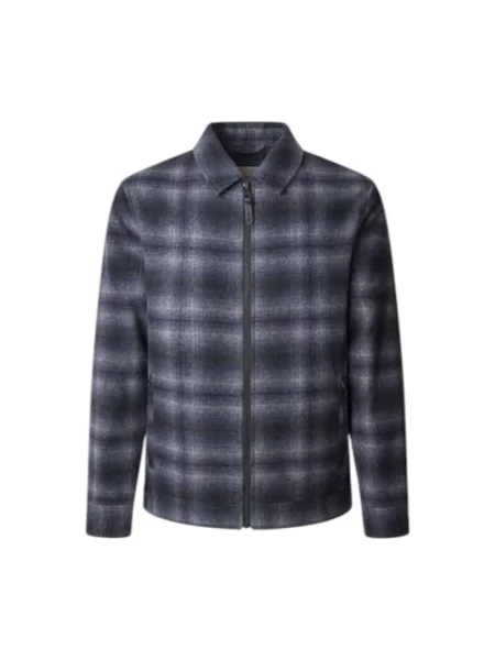 Pepe Jeans kurtka koszulowa wełniana MARRINGTON granatowy przejściowa niebieska