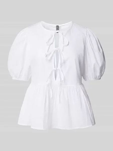 Tunika o kroju relaxed fit w stylu kopertowym model ‘JOLLY’ Pieces biała