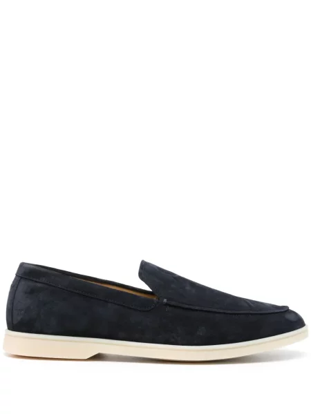 Pantofi loafer Henderson Baracco cu broderie din piele de căprioară albastru