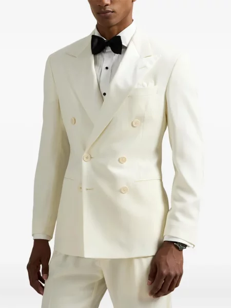Πλεκτή μακρύς φόρεμα σε στυλ πουκάμισου Polo Ralph Lauren με halter λαιμόκοψη λευκό