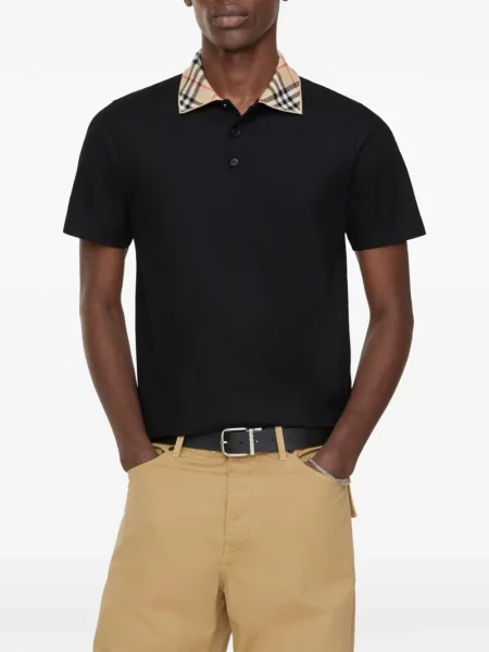 Gulerat polo Burberry în carouri negru