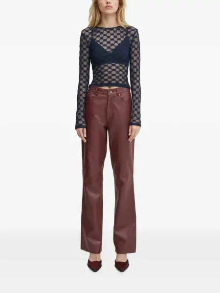 Top Bardot albastru