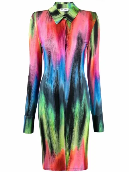 Rochie tip cămașă The Attico cu imagine verde