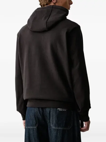Hanorac cu glugă Armani Exchange cu autograf negru