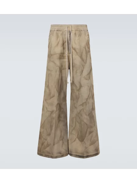 Široké kalhoty Rick Owens s potiskem béžové