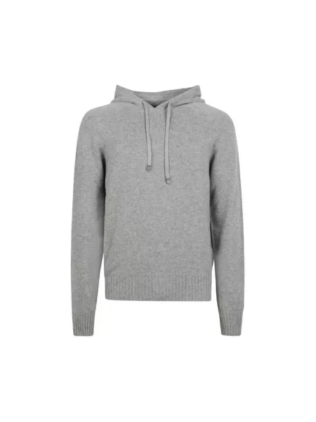 Sweter Tom Ford z kaszmiru z kapturem z długim rękawem szary