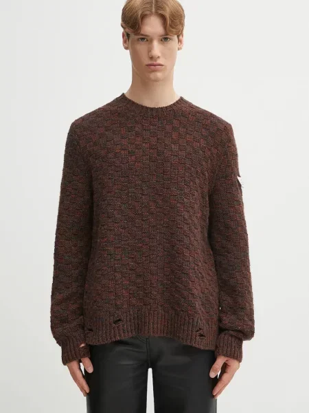 Maison Margiela pulover de lână maro gri