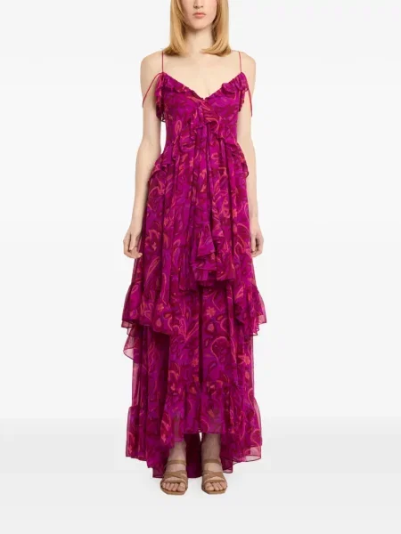 Rochie maxi Cinq A Sept cu imagine cu model paisley roz