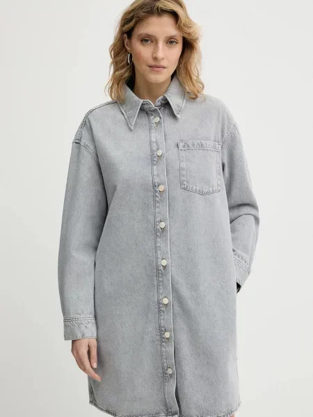 Marc O'Polo rochie jeans mini oversize gri