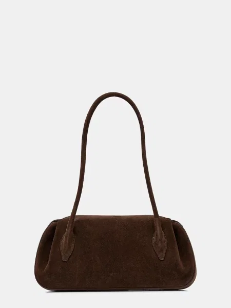 Yuzefi geantă de mână din piele întoarsă OYSTER maro