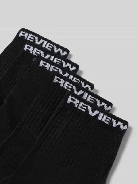 Skarpety z elastycznej mieszanki bawełny z wyhaftowanym logo Review czarne
