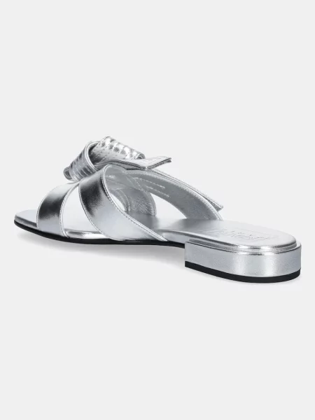 Kenzo șlapi de piele Mule argintiu
