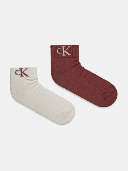 Чорапи Calvin Klein Jeans 2 чифта бордо