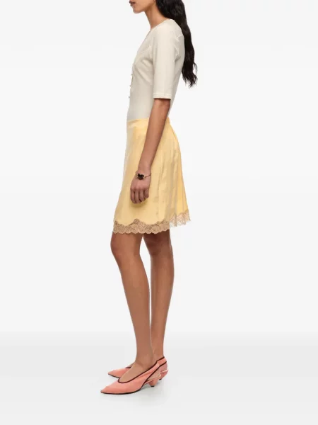 Fusta mini Bimba Y Lola din dantelă galben
