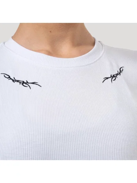 Koszulka fitness slim Tribal Ribbed biała