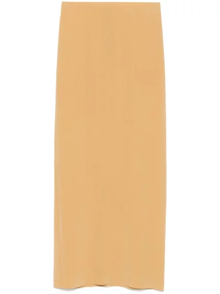 Fustă midi Alysi de mătase până la genunchi galben