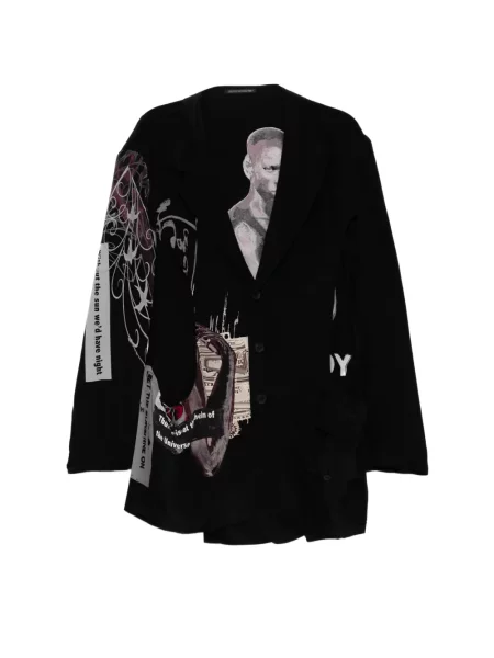 Geacă Yohji Yamamoto asimetrică negru