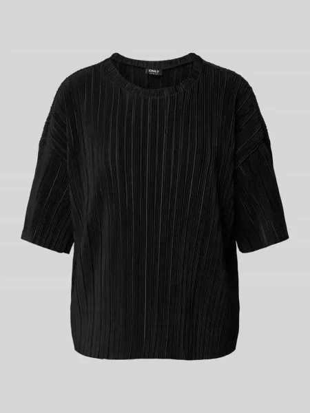 T-shirt o pudełkowym kroju z plisami model ‘RAVENNA’ czarna