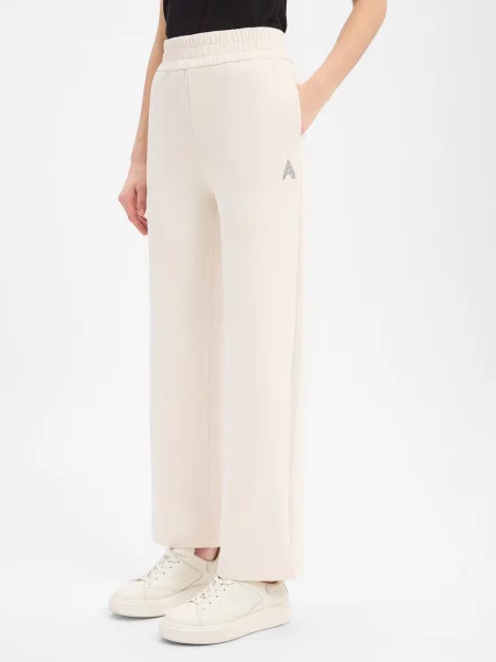 Armani Exchange Spodnie Kobieta Beżowy S Scuba Sweatpants białe
