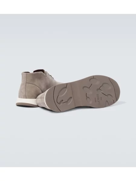 Sneakerși Berluti din piele de căprioară gri