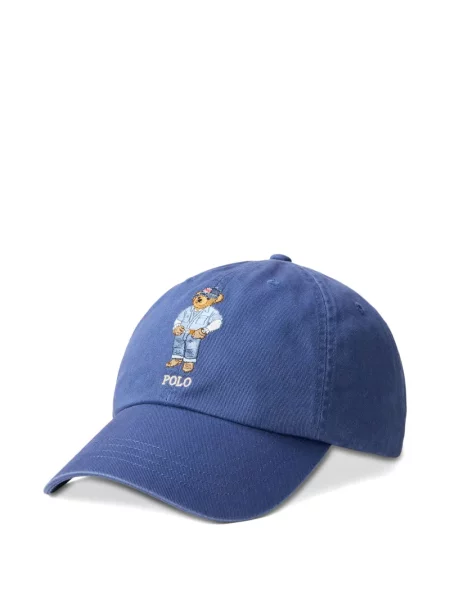 Șapcă Polo Ralph Lauren cu decolteu în V cu autograf în carouri albastru