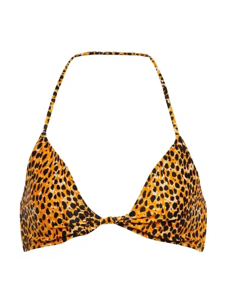 Bikini Ganni cu imagine cu model leopard cu gât halter