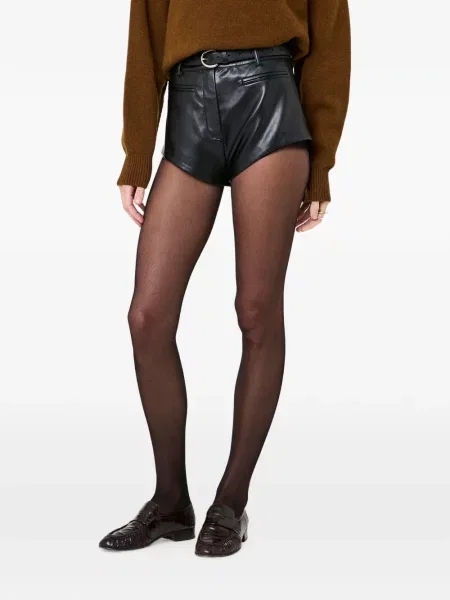 Pantaloni scurți Nicholas din piele negru
