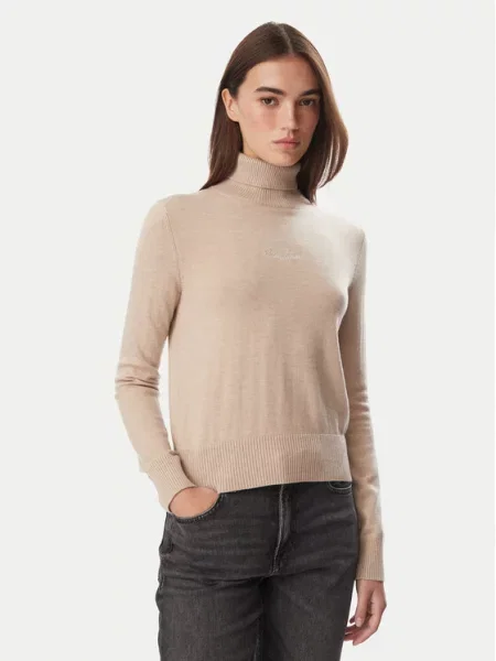 Guess Jeans Bluză cu gât bej
