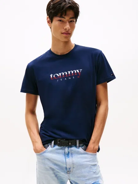 Tommy Jeans Tricou bleumarin / roșu alb