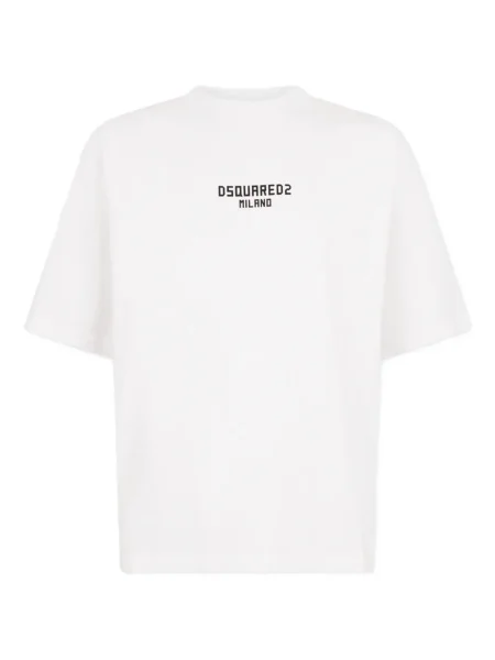 Къс тениска Dsquared2 с кръгло деколте бяло