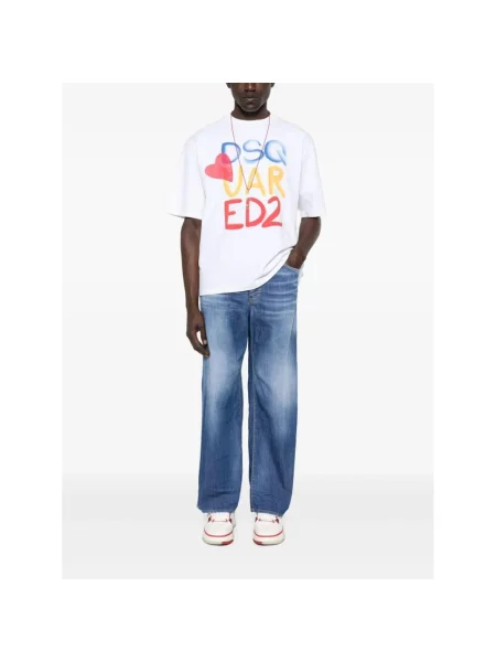 Szerokie jeansy Dsquared2 niebieskie