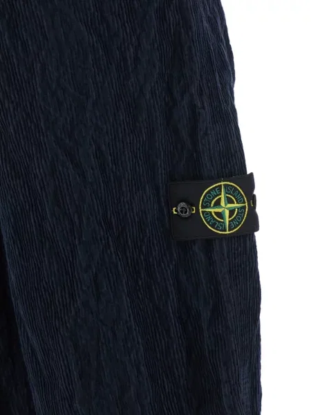 Pantaloni Stone Island de catifea cord cu strasuri albastru
