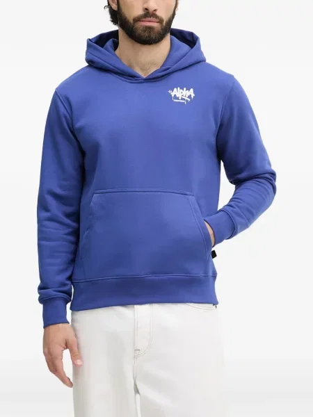 Hanorac cu glugă Alpha Industries cu imagine albastru